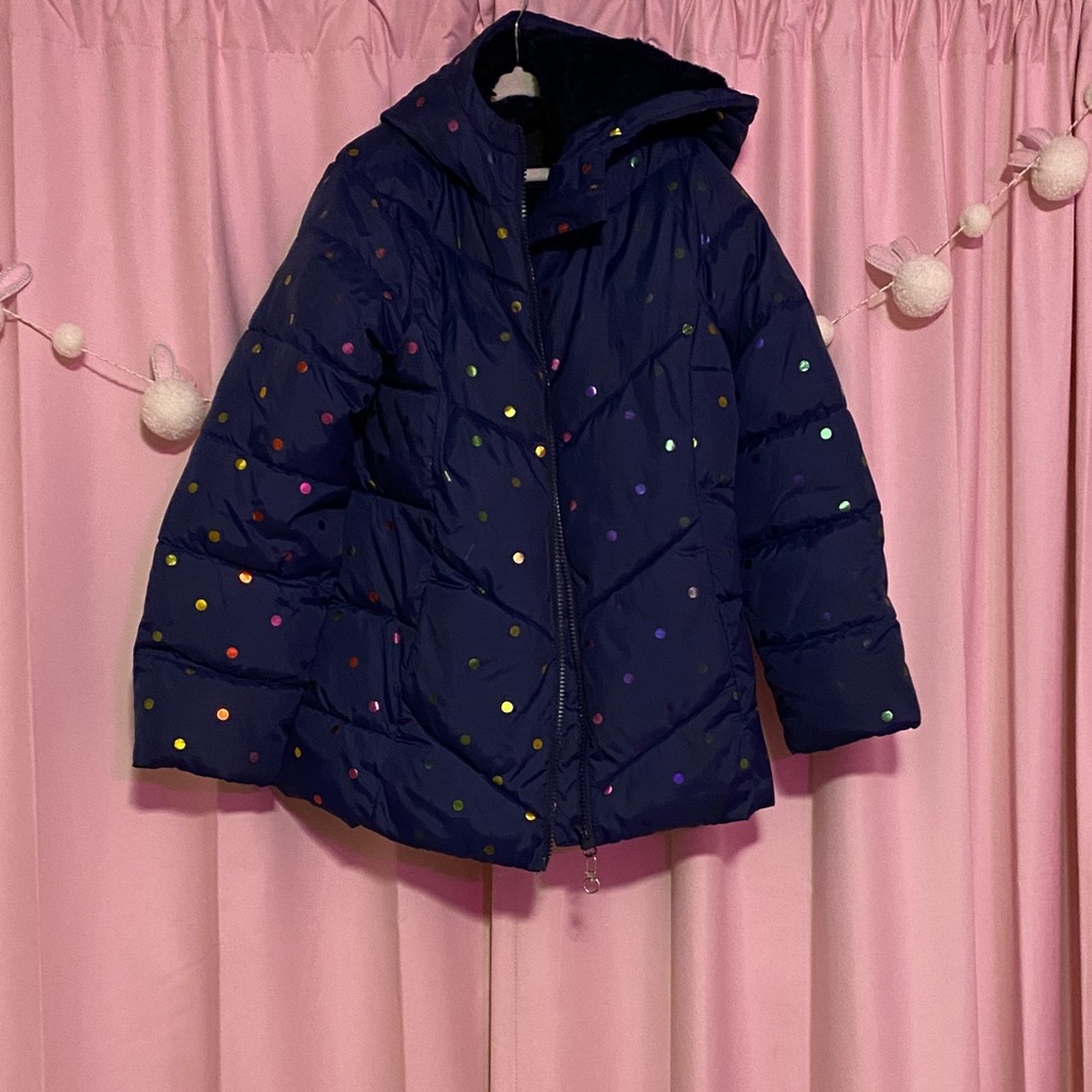 Swiss Tech Kids Navy Puffer Jacket with Colorful Dots